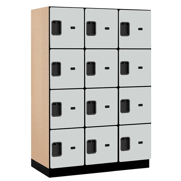4 Tier Designer Locker, 54"Wx76"Hx21"D, 12 Door, Gray